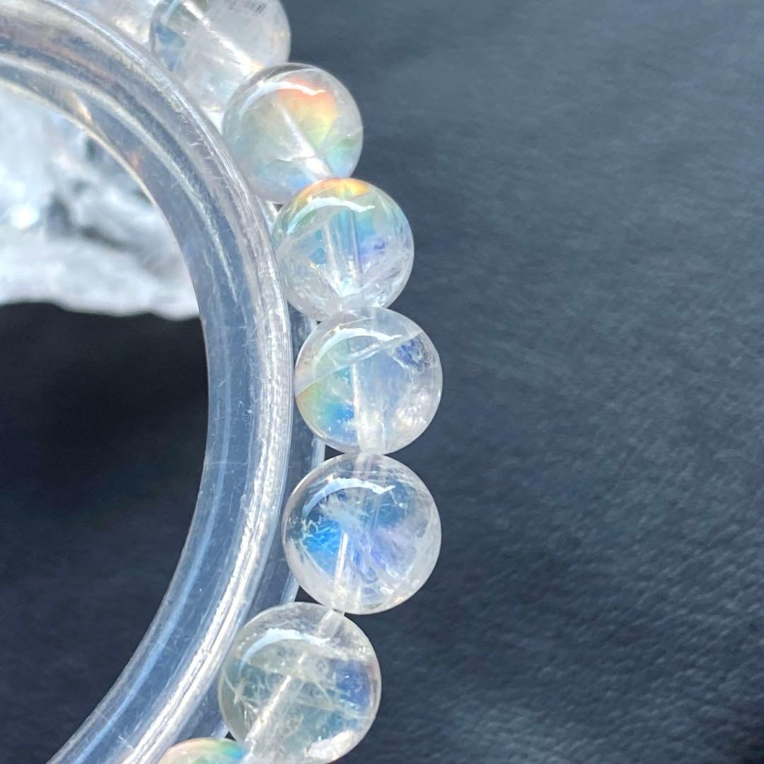 発色良好❣️マダガスカル産レインボームーンストーン7.0-7.3mmブレスレット