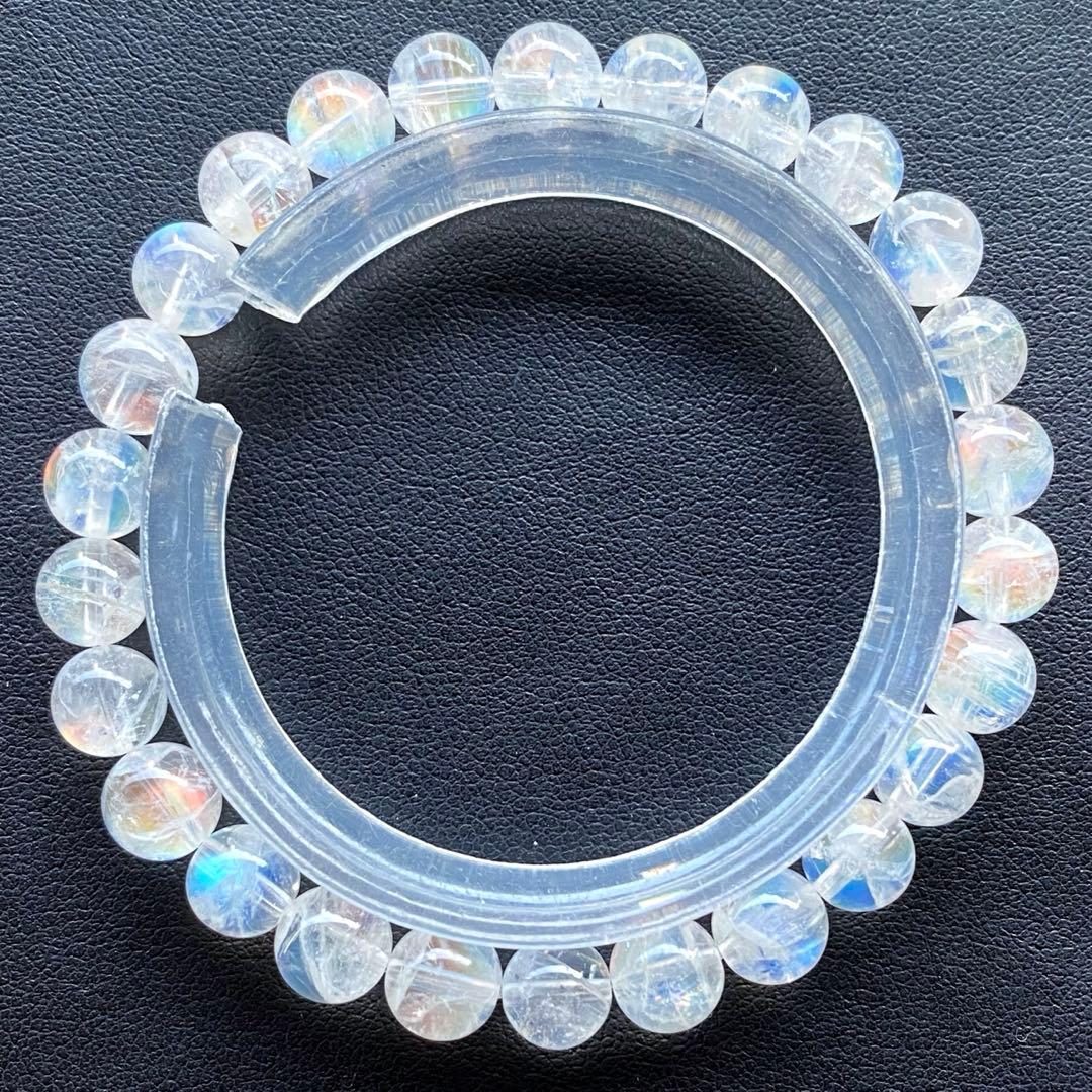 発色良好❣️マダガスカル産レインボームーンストーン7.0-7.3mmブレスレット