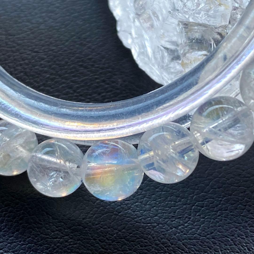 発色良好❣️マダガスカル産レインボームーンストーン7.0-7.3mmブレスレット