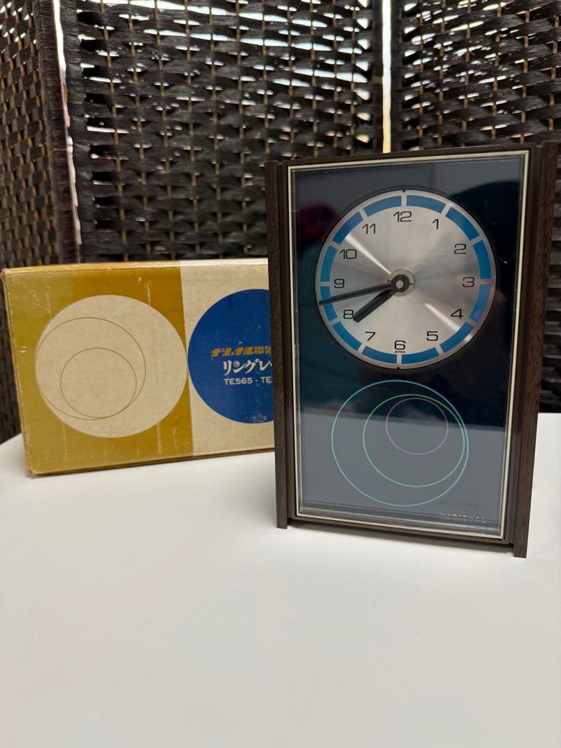 【動作品】 ナショナル 電気置時計 リングレット 箱付 当時物 昭和レトロ 希少