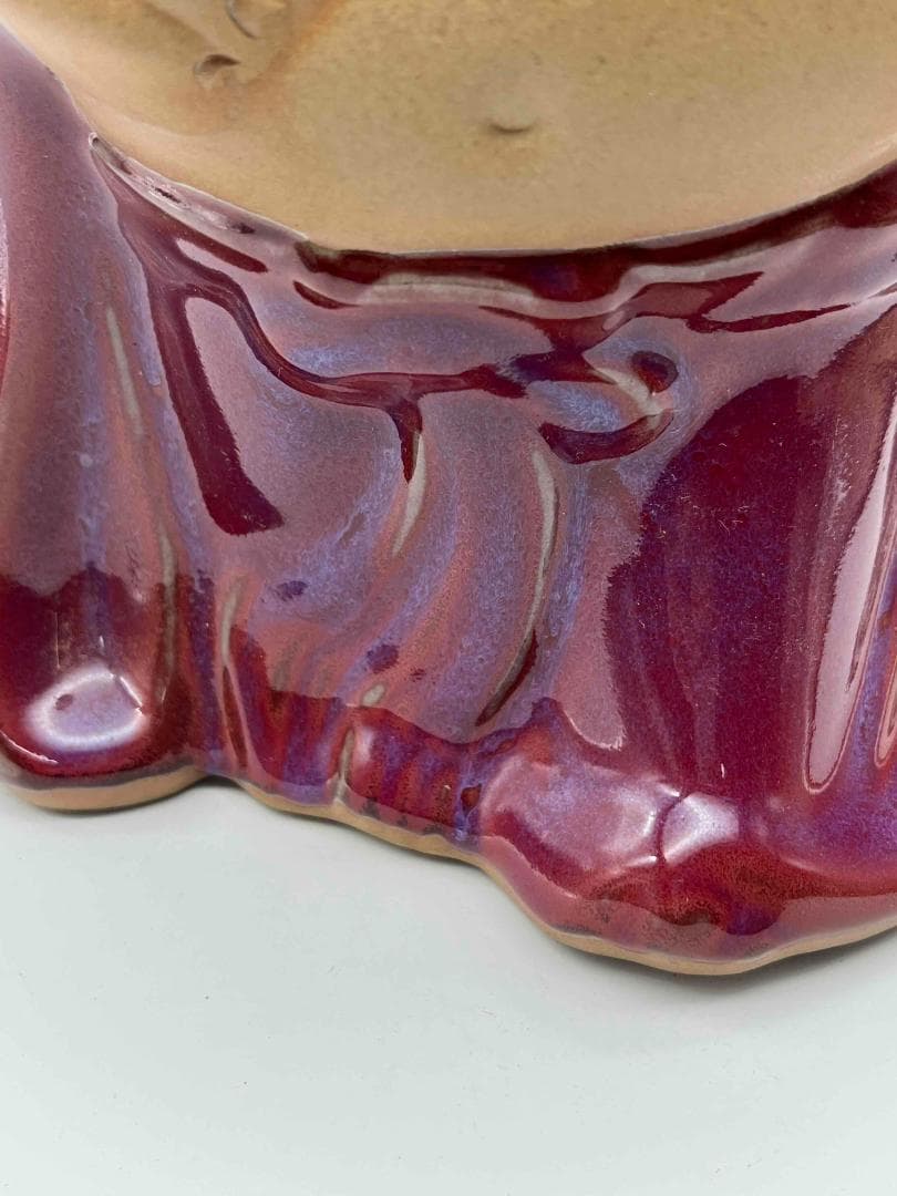 清时代 鈞窯　紫紅釉弥勒菩薩　窯変釉　辰砂　唐物　古賞物(B-31)