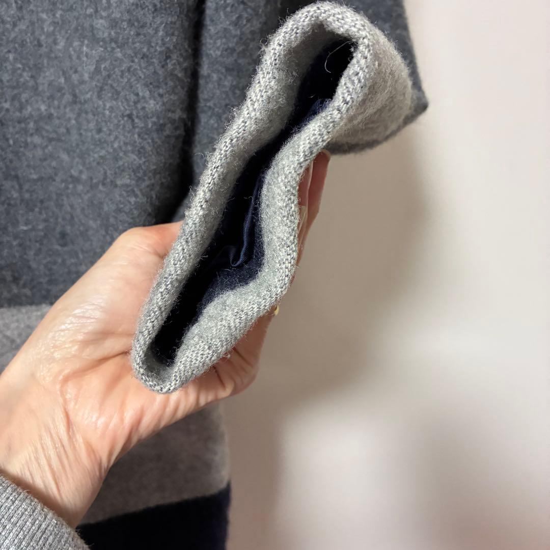 TSUMORI CHISATO モヘヤロングコート グレー・ネイビーツモリチサト