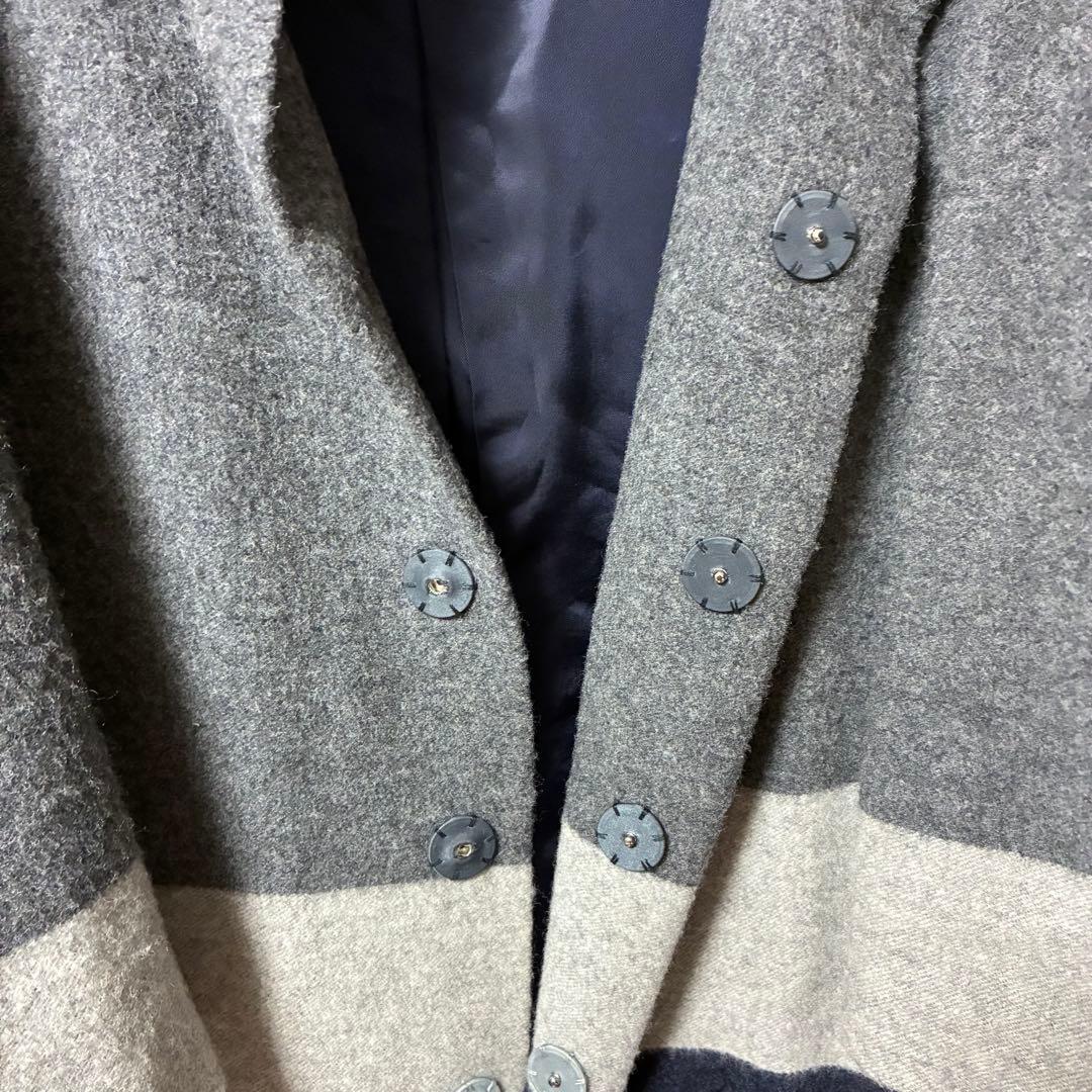 TSUMORI CHISATO モヘヤロングコート グレー・ネイビーツモリチサト