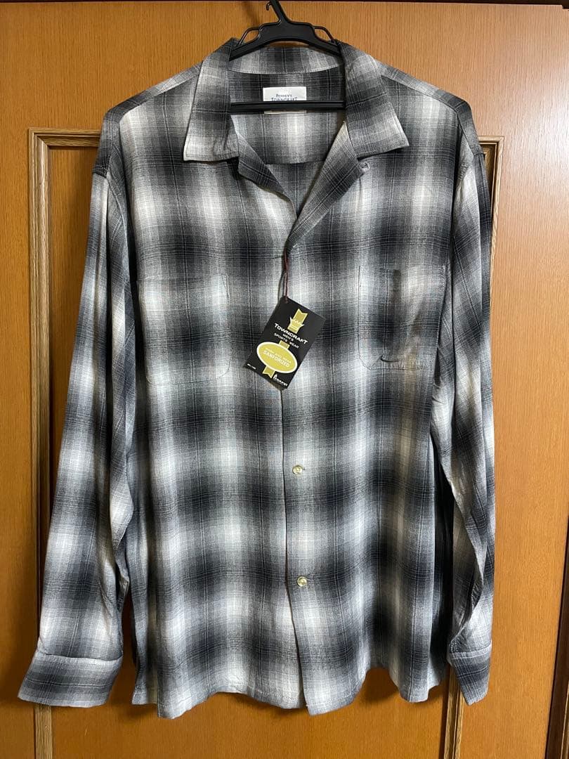 TOWNCRAFT 60s オンブレチェック ループカラーシャツ グレー　L
