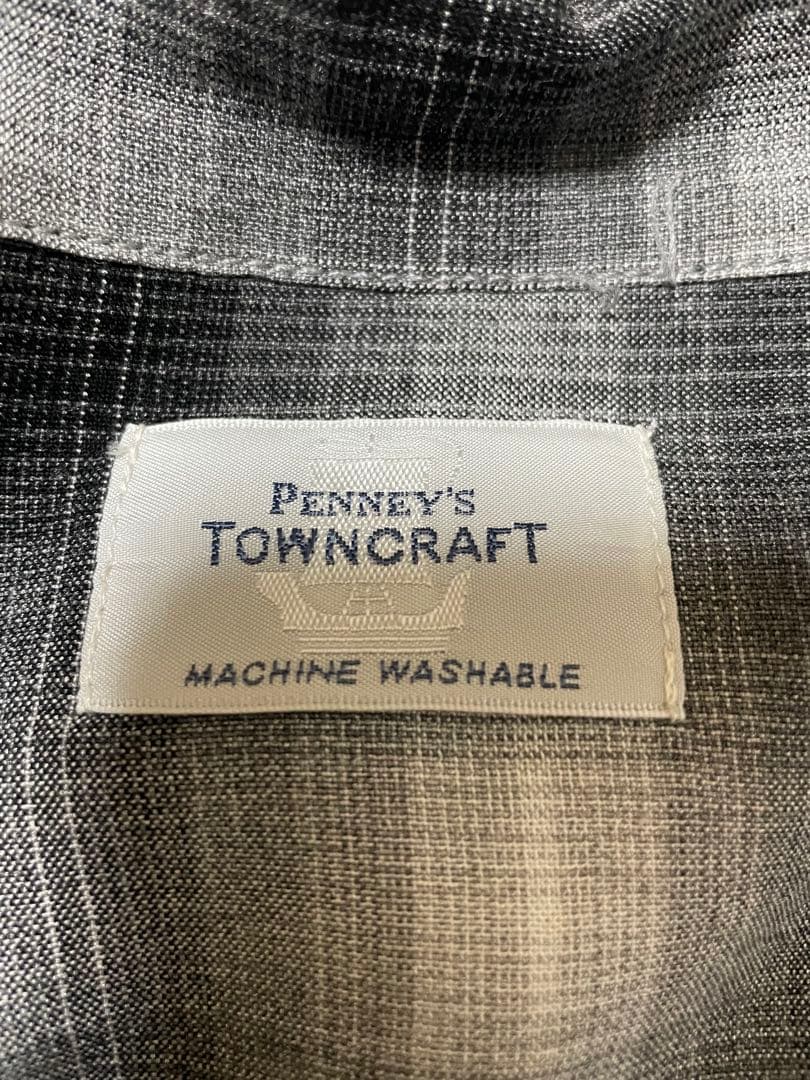 TOWNCRAFT 60s オンブレチェック ループカラーシャツ グレー　L