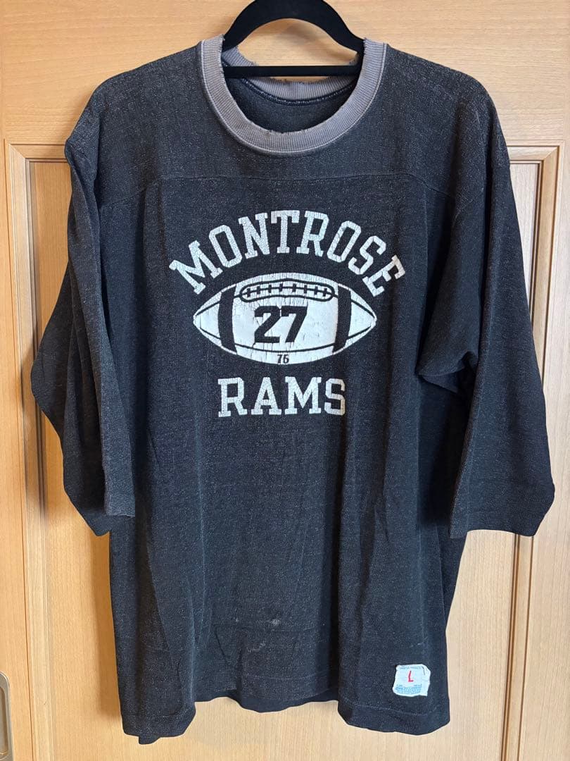 希少 70’schampion footballT ブラックボディ　ヴィンテージ