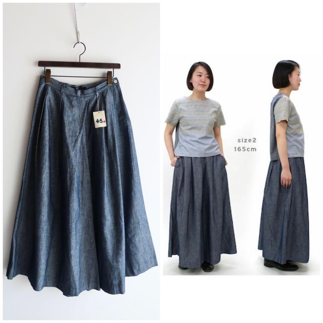 タグ付き 45R ギマダンガリーデニムキュロットスカート 2 45rpm