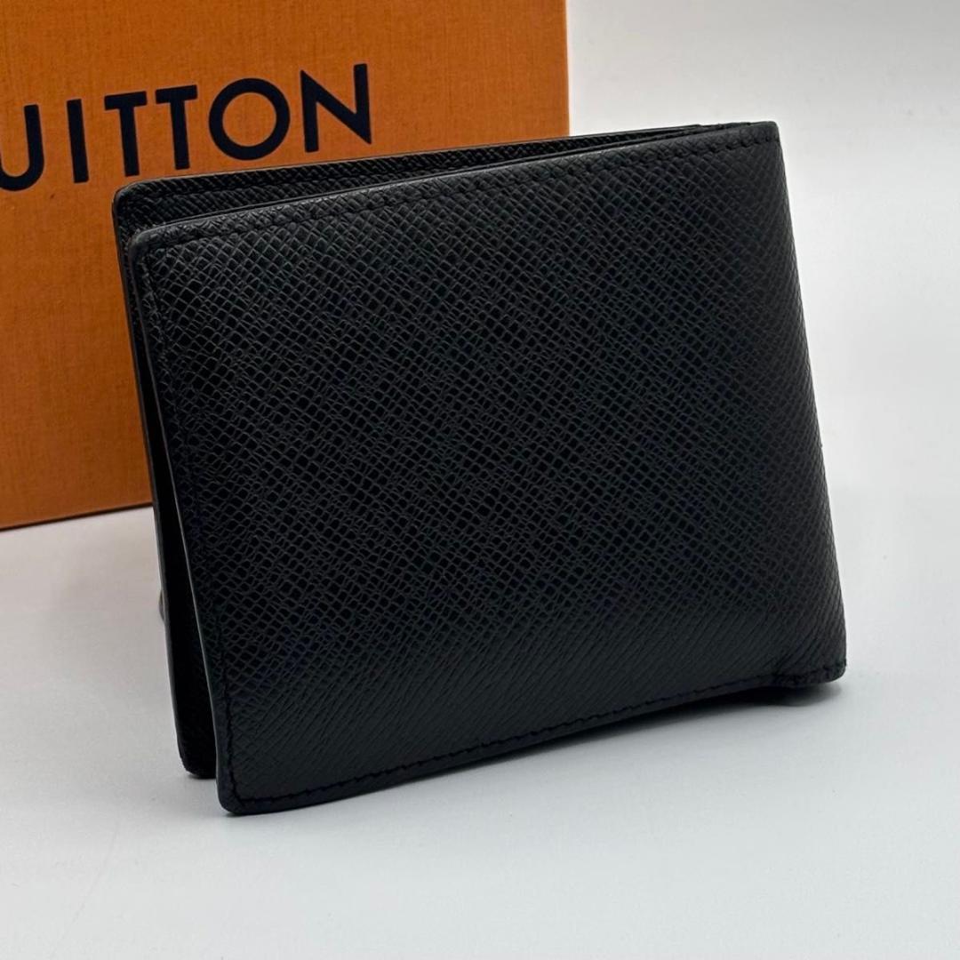 極美品 現行 IC 人気 ルイヴィトン マルコNM タイガ 黒 二つ折り財布