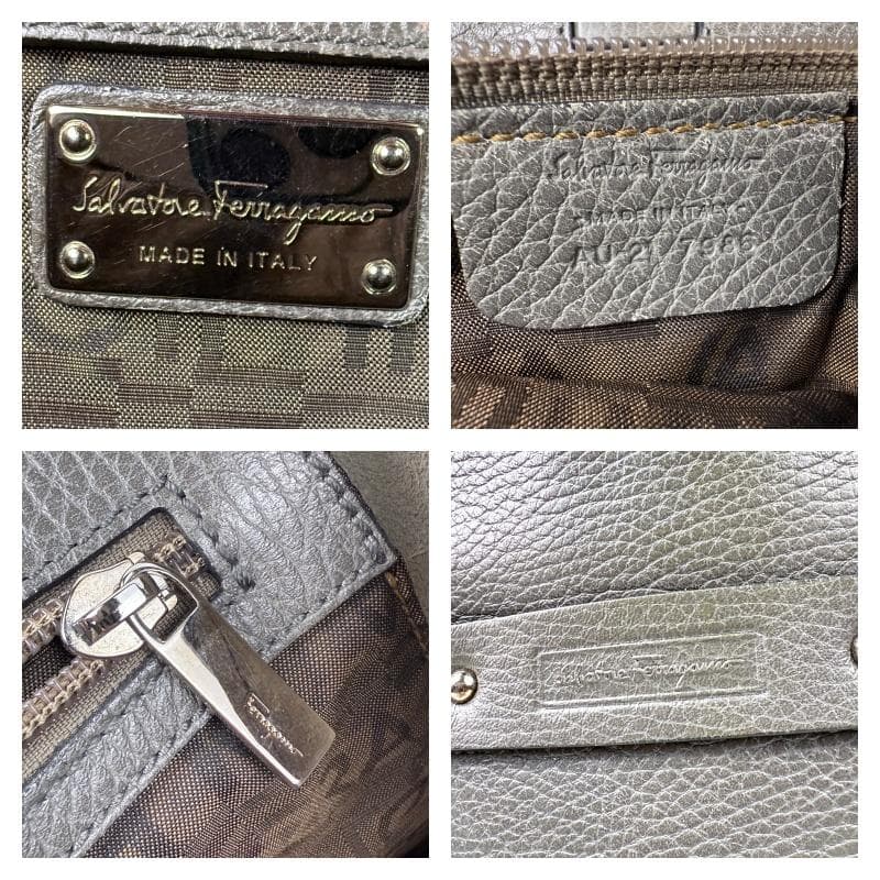 フェラガモ トートバッグ レザー ショルダー A4 肩掛け グレー