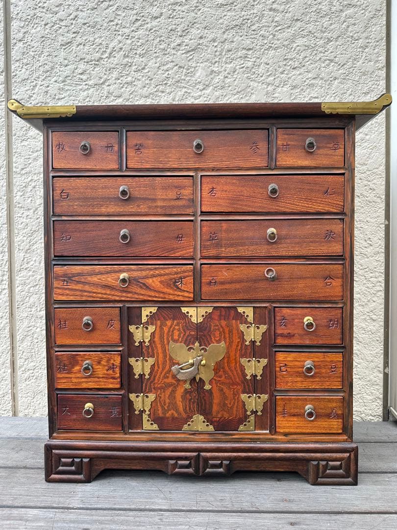 李朝 薬箪笥 ヤクジャン アンティーク 引き出し 戸棚 レトロ 木製　※r2