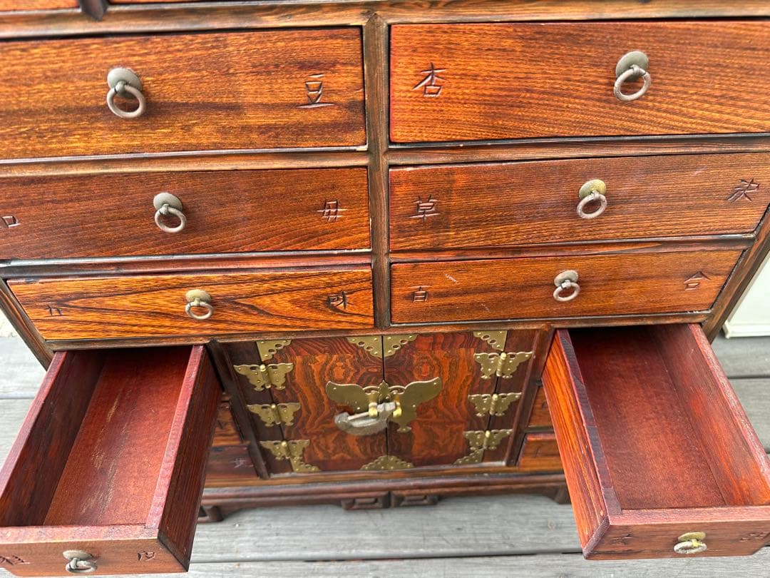 李朝 薬箪笥 ヤクジャン アンティーク 引き出し 戸棚 レトロ 木製　※r2