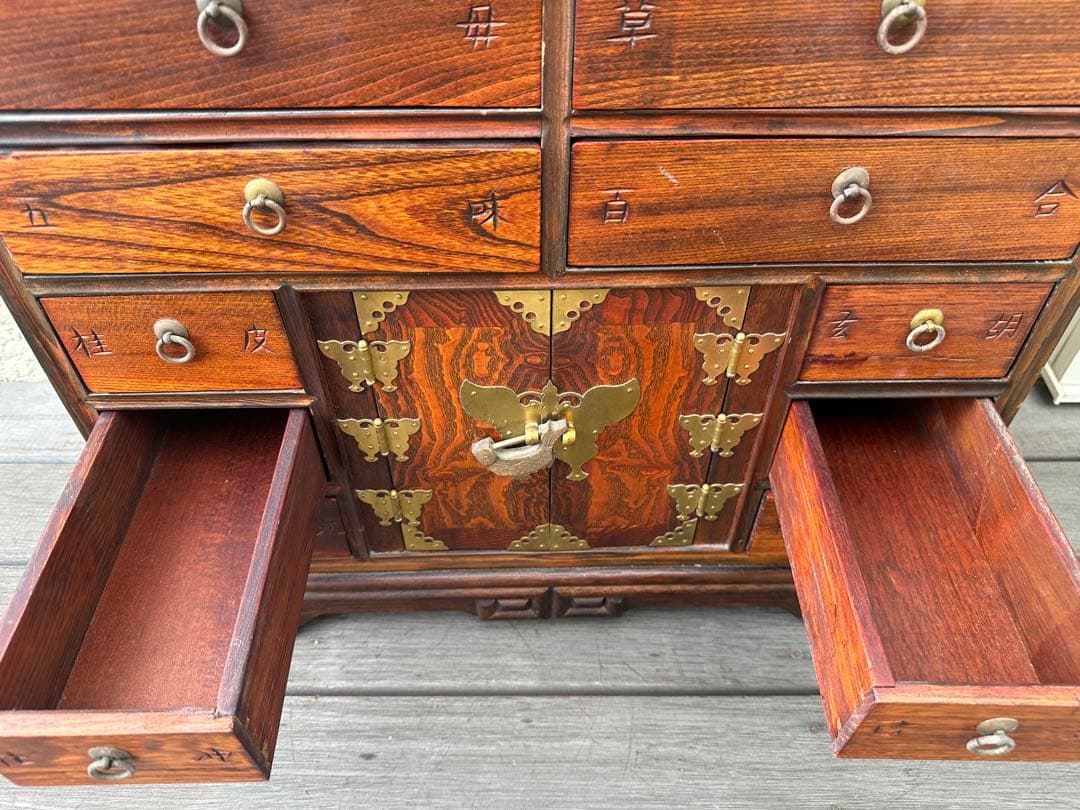 李朝 薬箪笥 ヤクジャン アンティーク 引き出し 戸棚 レトロ 木製　※r2