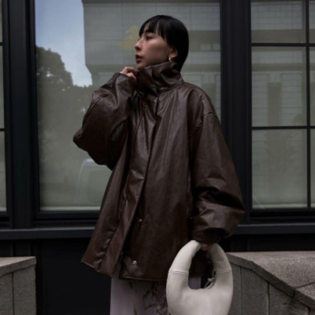 ジャケット・アウター AMERI PASTINGLIKESYNTHETICLEATHERJACKET