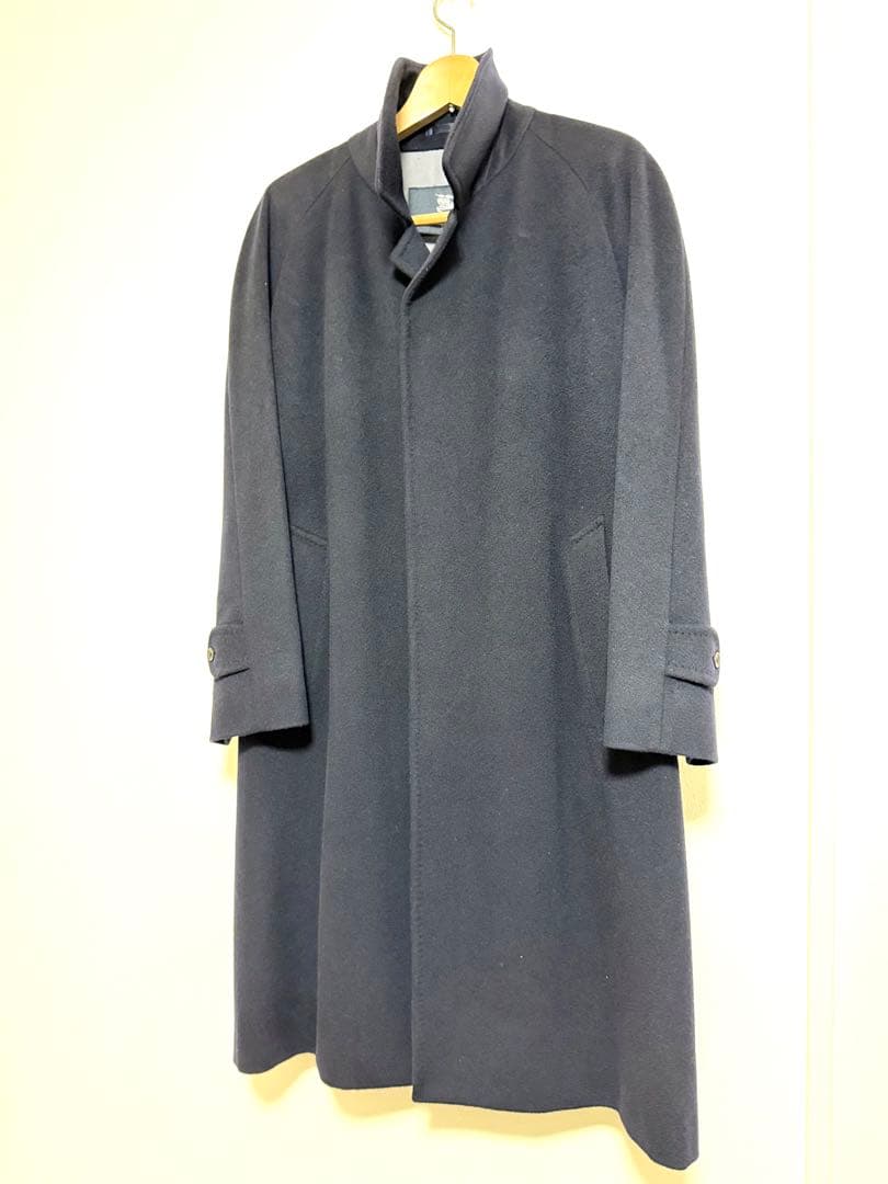 T50 メンズ バーバリー高級カシミア100%ロングトレンチコート 美品