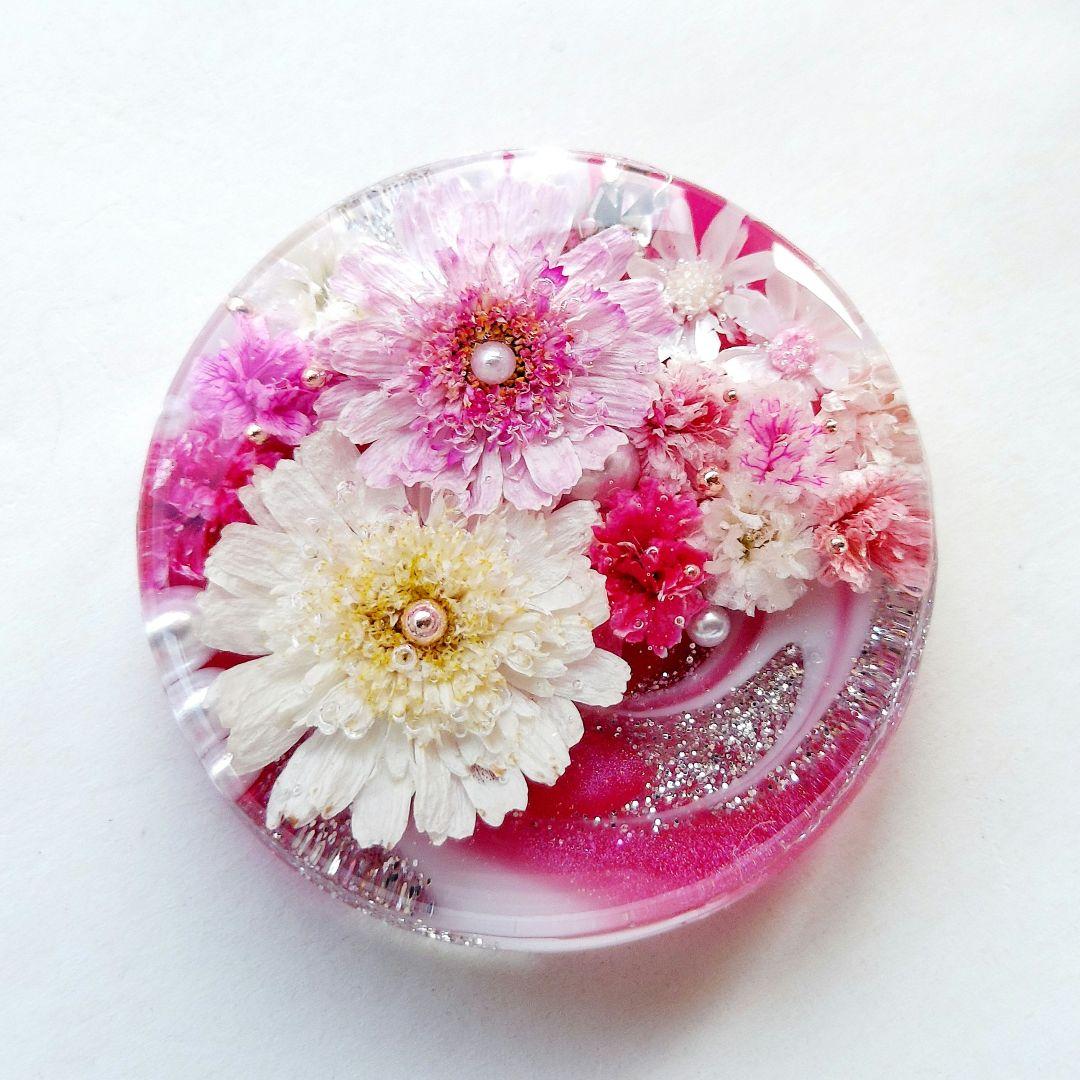 【1571】レジン　マトリカリア　ヘアゴム　ポニーフック　ブロ―チ　ハンドメイド