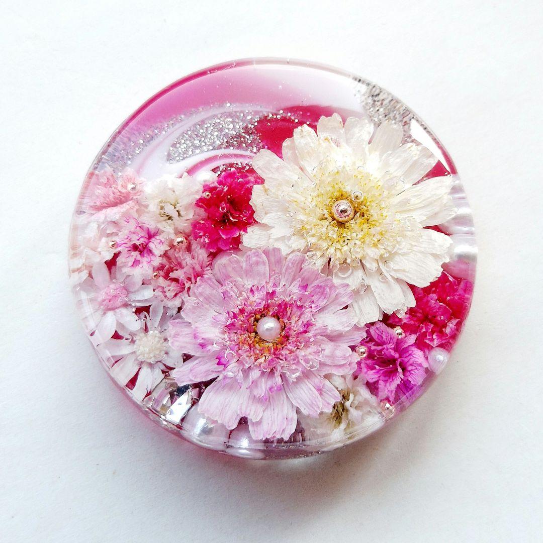 【1571】レジン　マトリカリア　ヘアゴム　ポニーフック　ブロ―チ　ハンドメイド