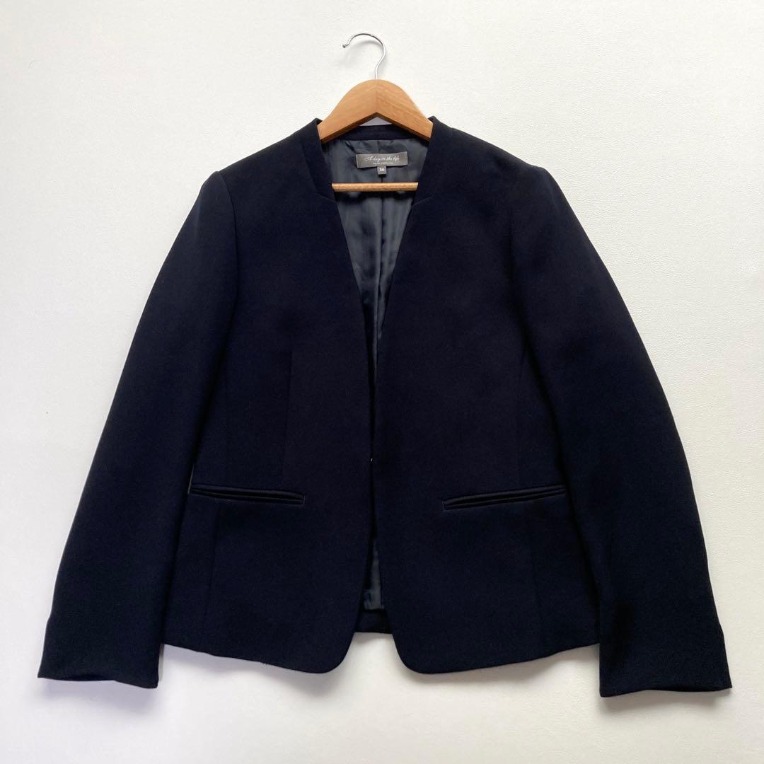 美品 ユナイテッドアローズ パンツスーツセットアップ 濃紺 36 洗える 伸縮性