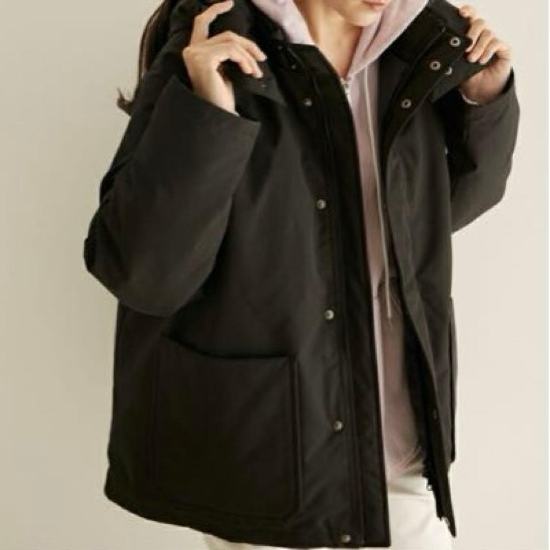 美品 ダントン Bshop 撥水 フード付き ダウンジャケット 黒 レディース