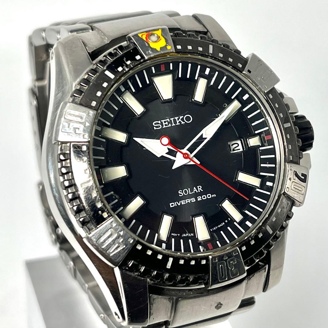 【稼働】セイコー ダイバーズウォッチ デイト V157-0AS0 腕時計