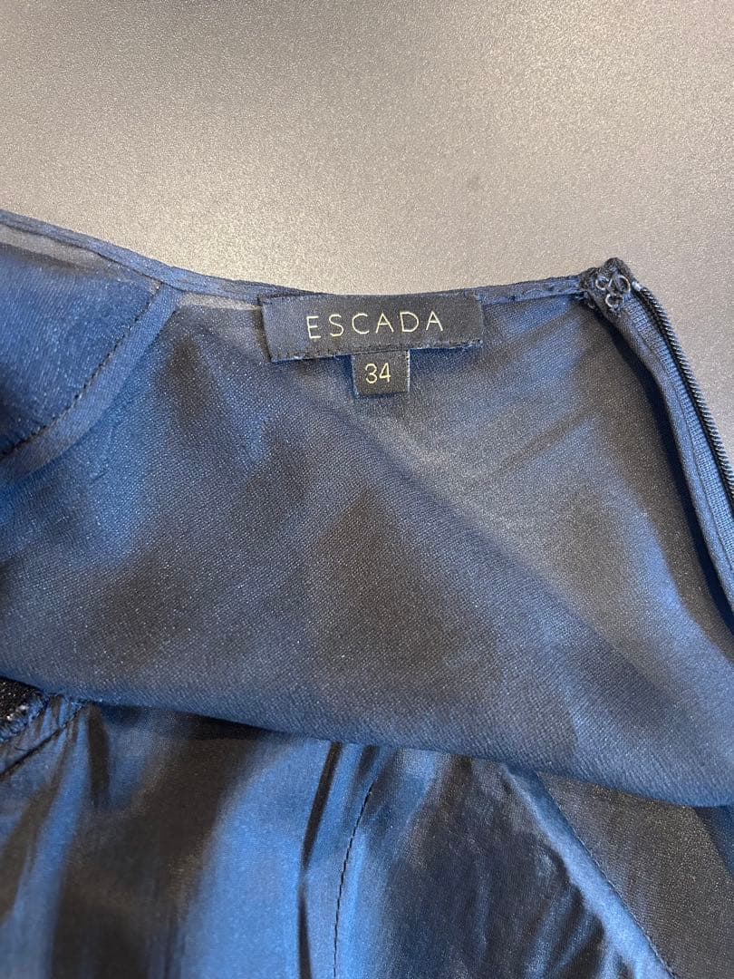 ESCADA エスカーダ シースルー切替 総刺しゅう ドレス ワンピース