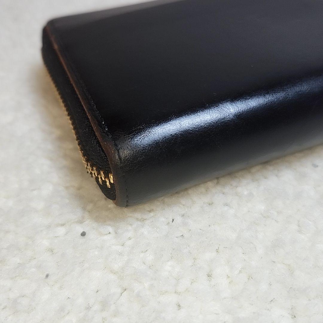 ガンゾ　GANZO ブライドルレザー　ラウンドファスナー長財布　ブラック