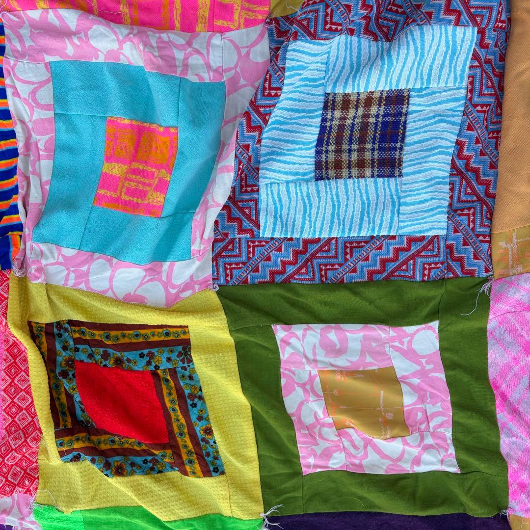 【USA vintage】サイケデリック パッチワーク キルト 布 生地