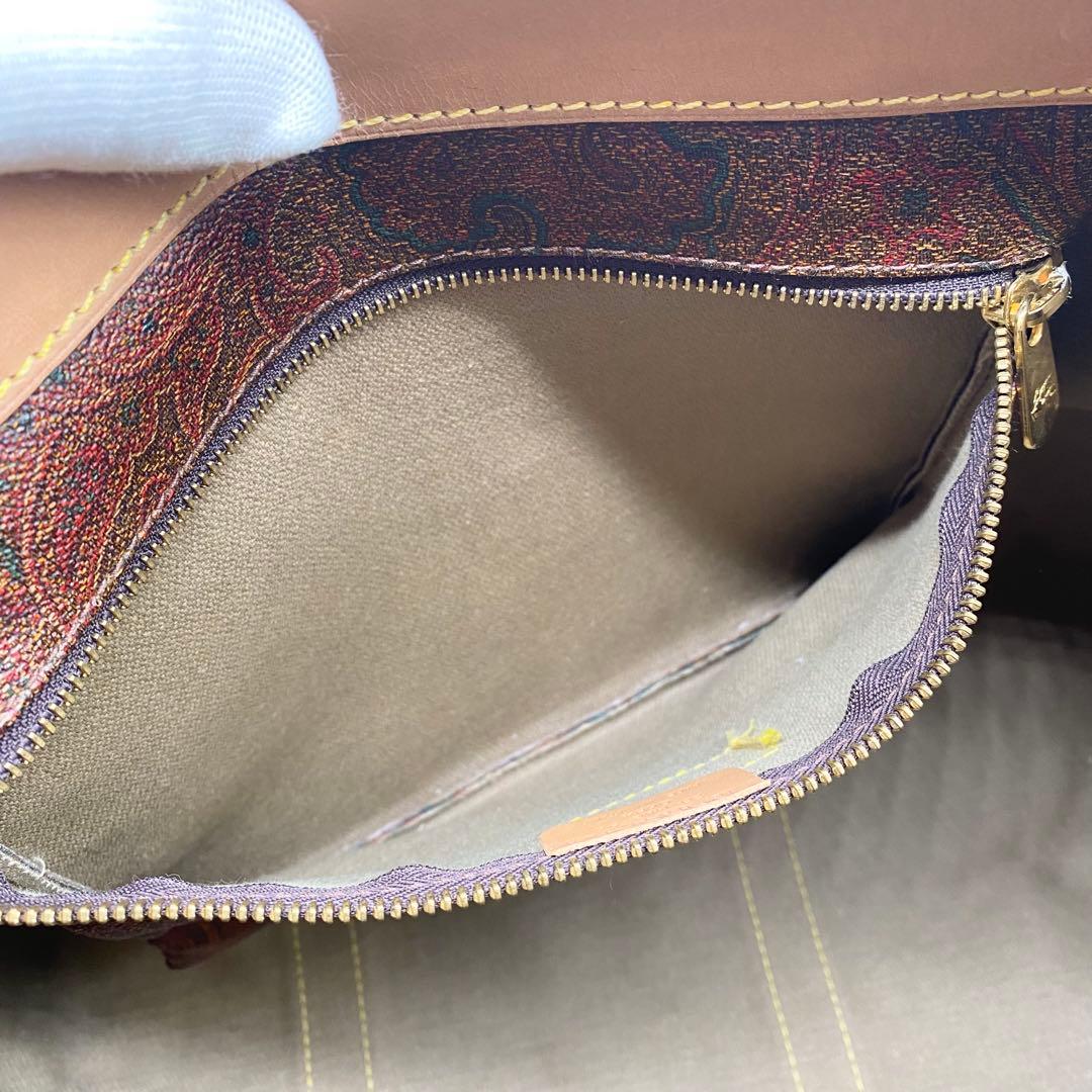 【極美品】エトロ ボストンバッグ 2way ペイズリー柄 PVC レザー 大容量