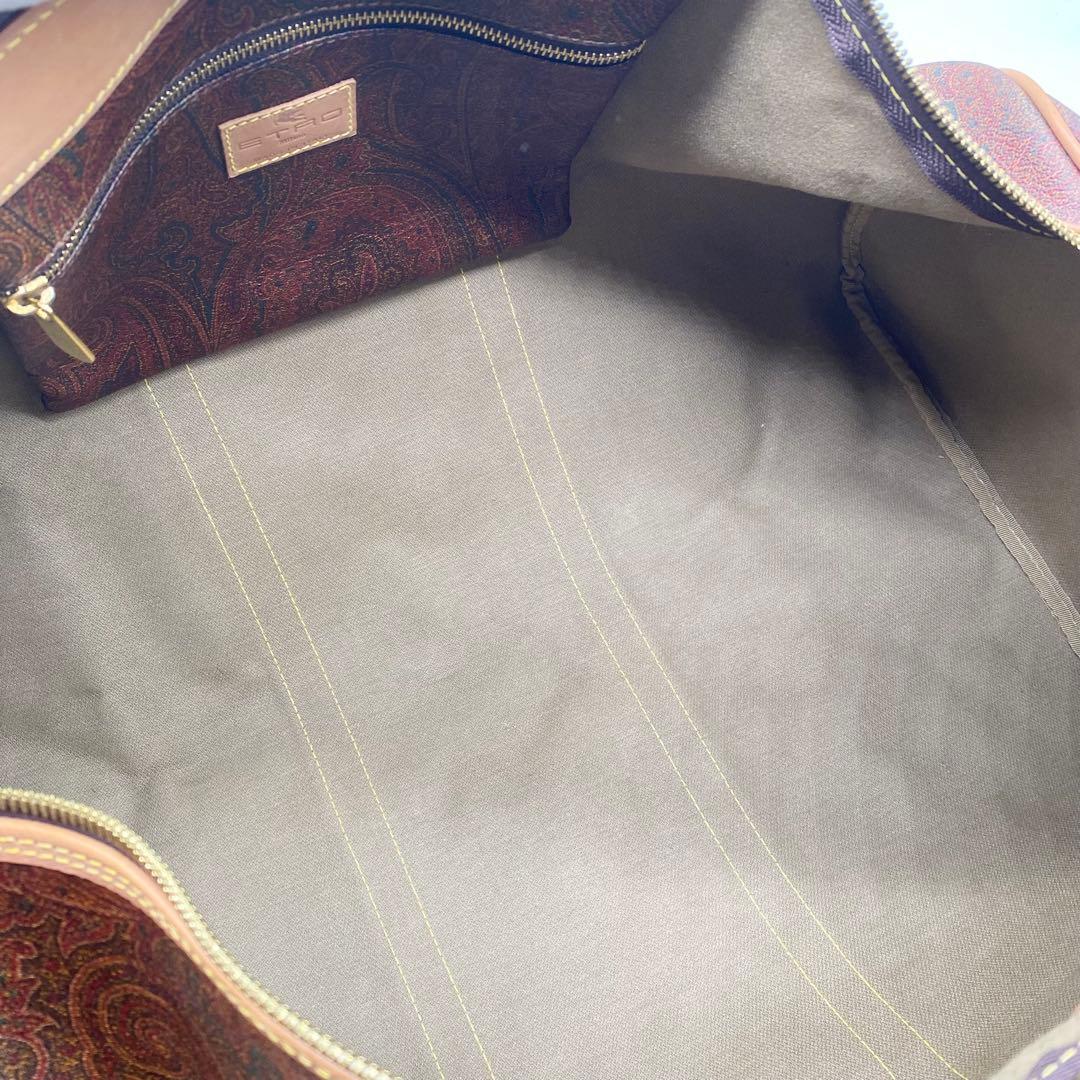 【極美品】エトロ ボストンバッグ 2way ペイズリー柄 PVC レザー 大容量