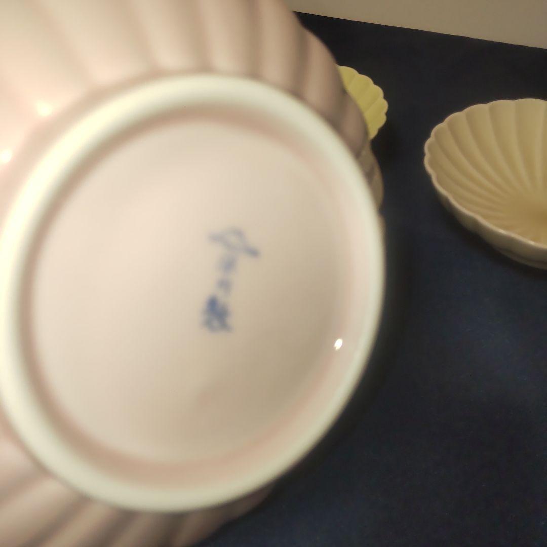 深川製磁 3色 菊割 小鉢 輪花 ピンク イエロー ベージュ