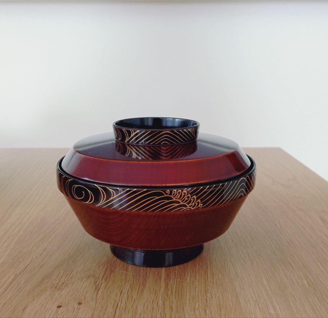 平安象彦　漆　煮物椀　口径14cm 二脚セット　おそらく新品