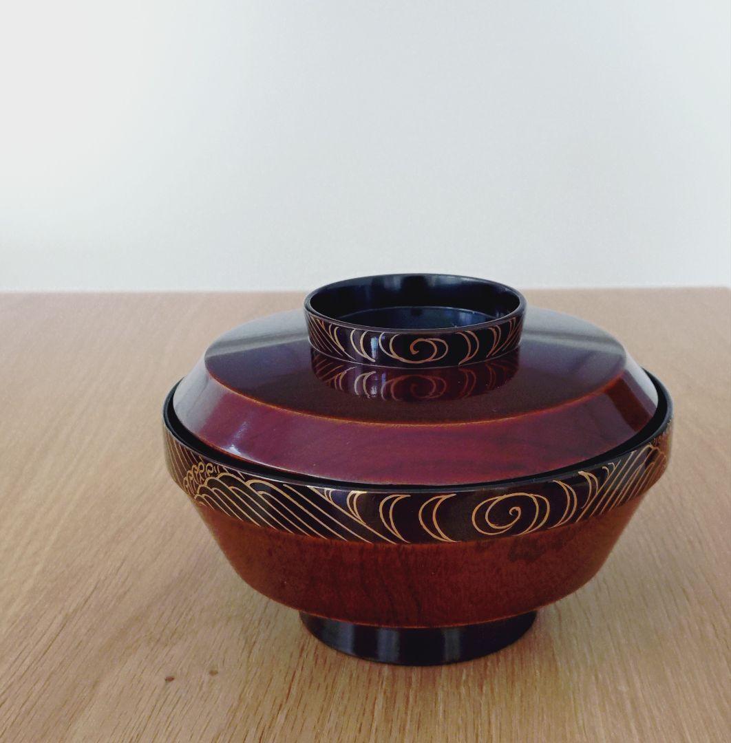 平安象彦　漆　煮物椀　口径14cm 二脚セット　おそらく新品