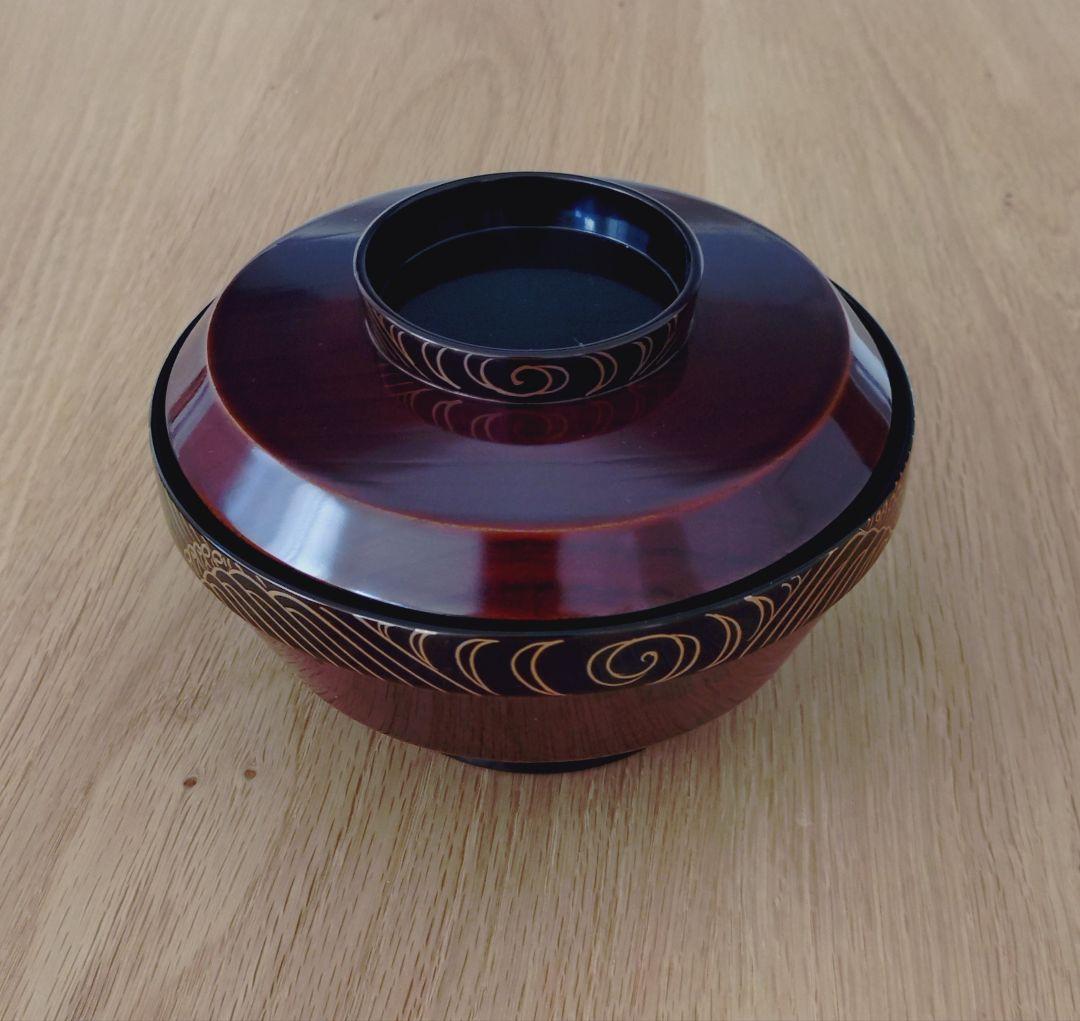 平安象彦　漆　煮物椀　口径14cm 二脚セット　おそらく新品