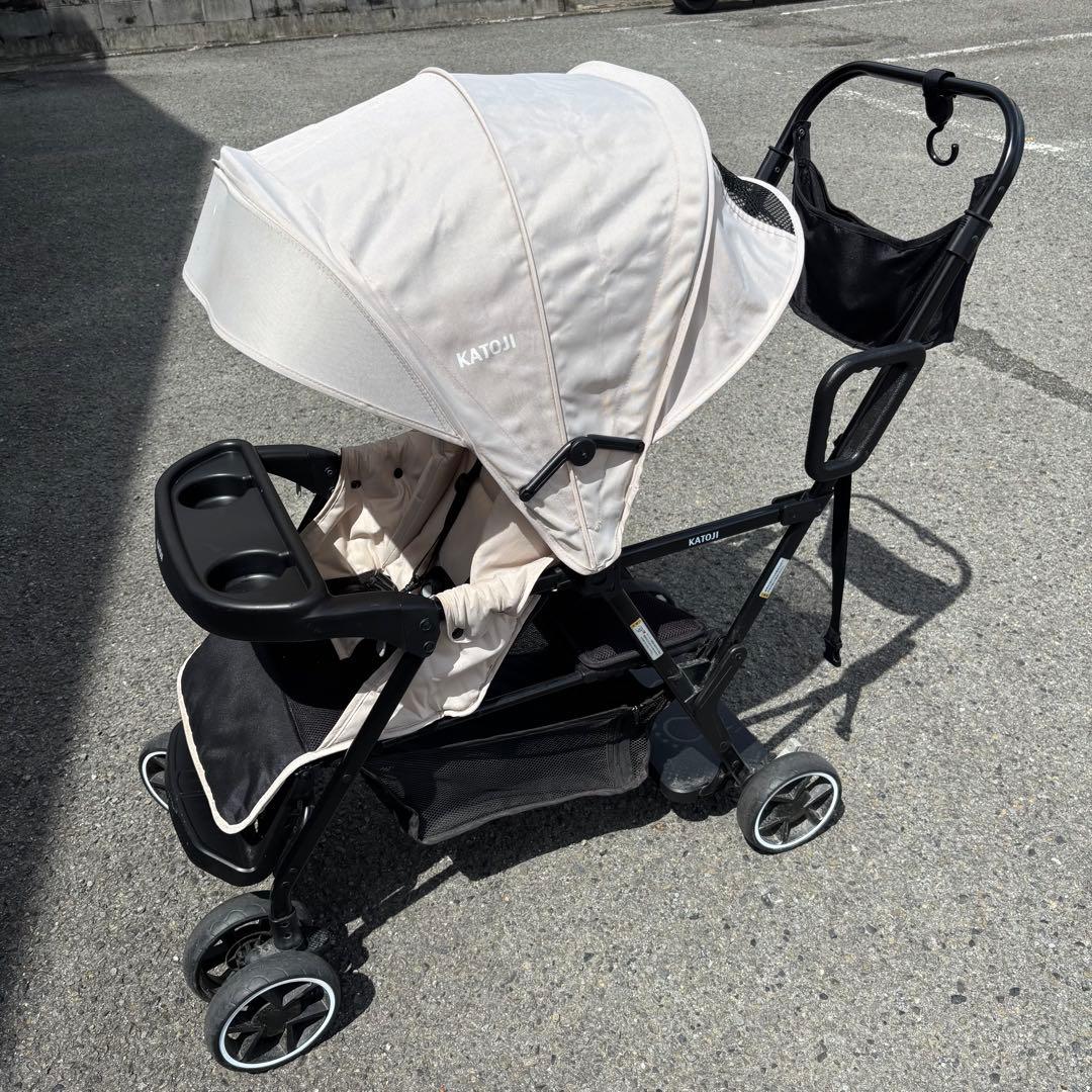 ［格安］KATOJI 2人乗りベビーカー ベージュ