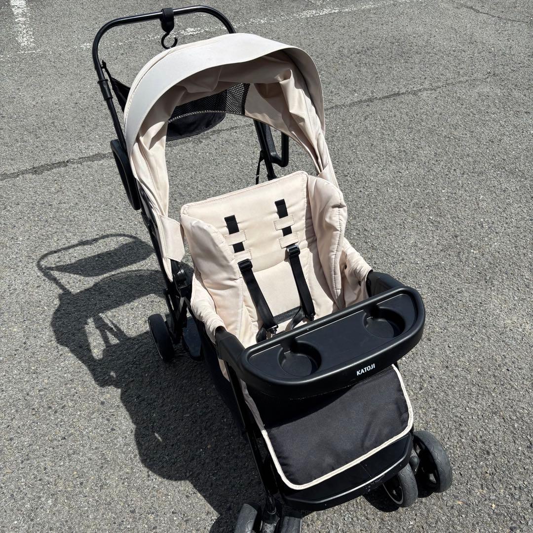 ［格安］KATOJI 2人乗りベビーカー ベージュ