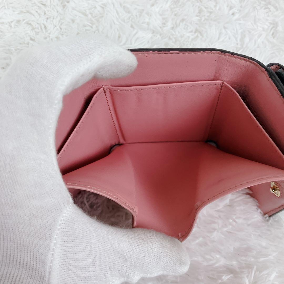 専用 ✨ミュウミュウ 折り財布 クロコ型押し　本革 レザー バイカラー 黒