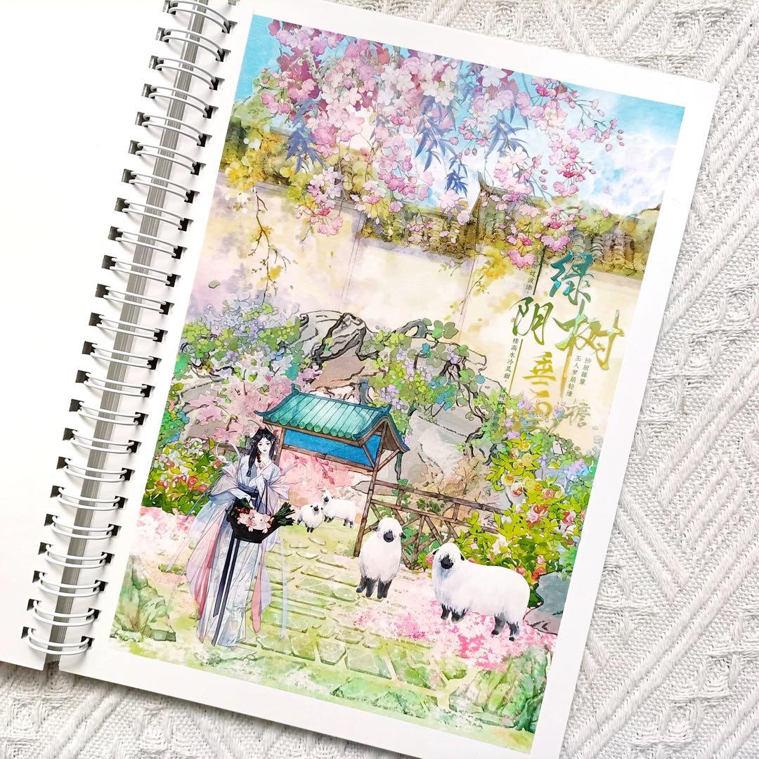 【9488】海外　5m巻　PETマスキングテープ春景色　東屋　ピンク　装飾背景系