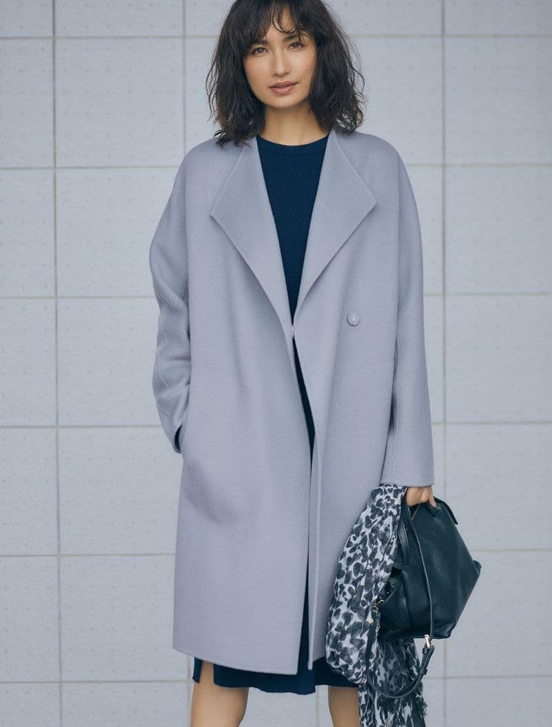 セオリーリュクス　リバーコート　ダブルフェイス　ノーカラー　カシミヤ　ウール　M