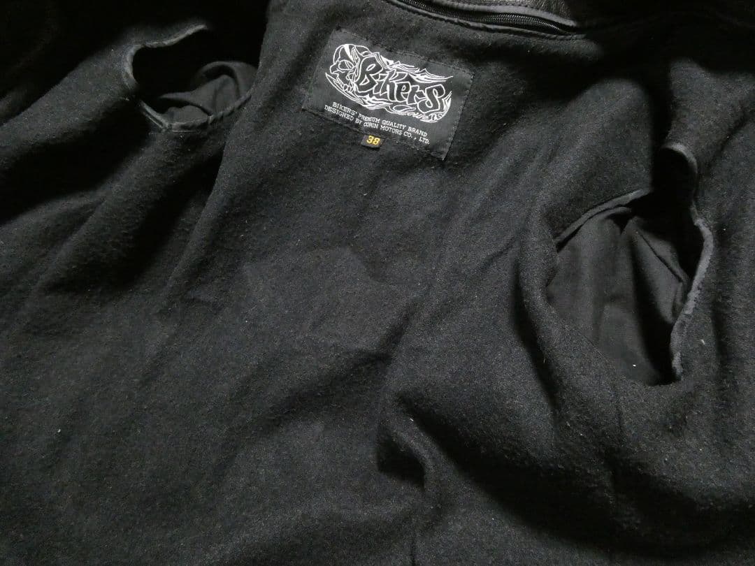 ヴィンテージ！USED加工！ライナー付き完品！短丈シングルレザーライダース38