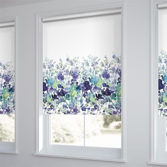 未使用　ロールスクリーン　花柄　ブルー　グリーン　98×94