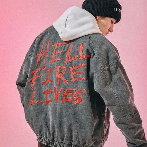 М　STRANGER THINGS コラボデニムブルゾン　チャコール