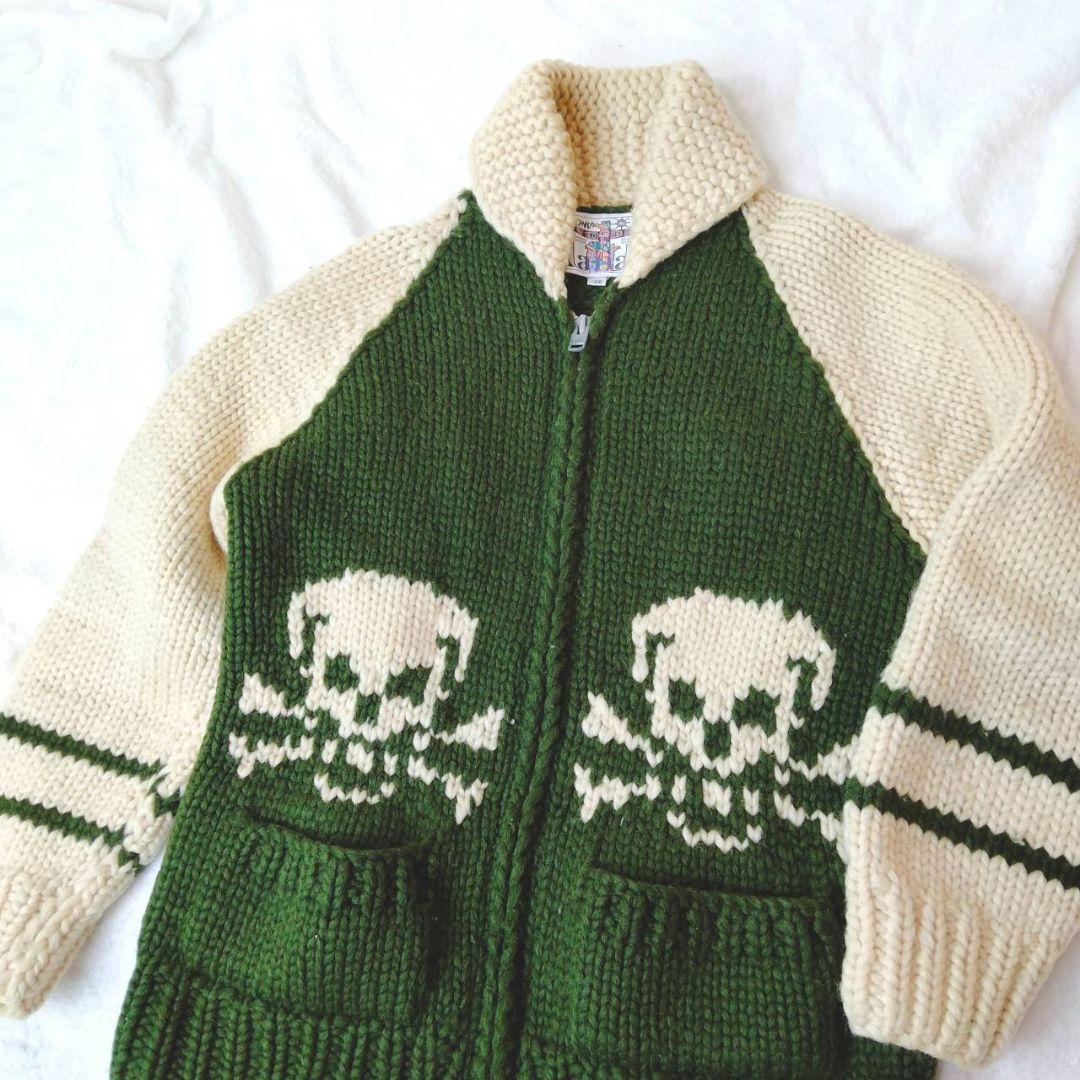 カナタ【別注】カーディガン　Mサイズ相当　ジョンブルスカル柄　KANATA