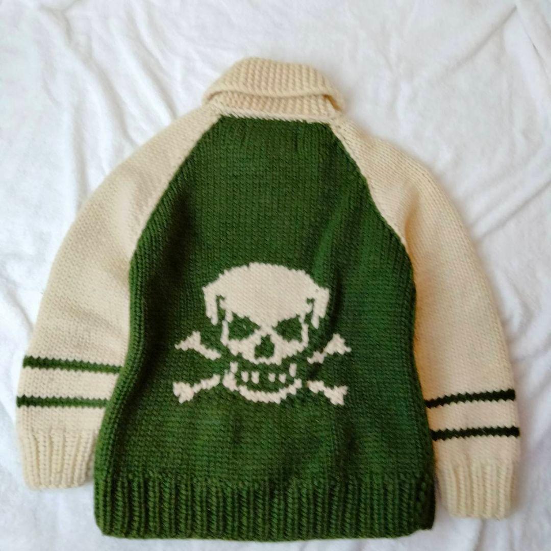 カナタ【別注】カーディガン　Mサイズ相当　ジョンブルスカル柄　KANATA