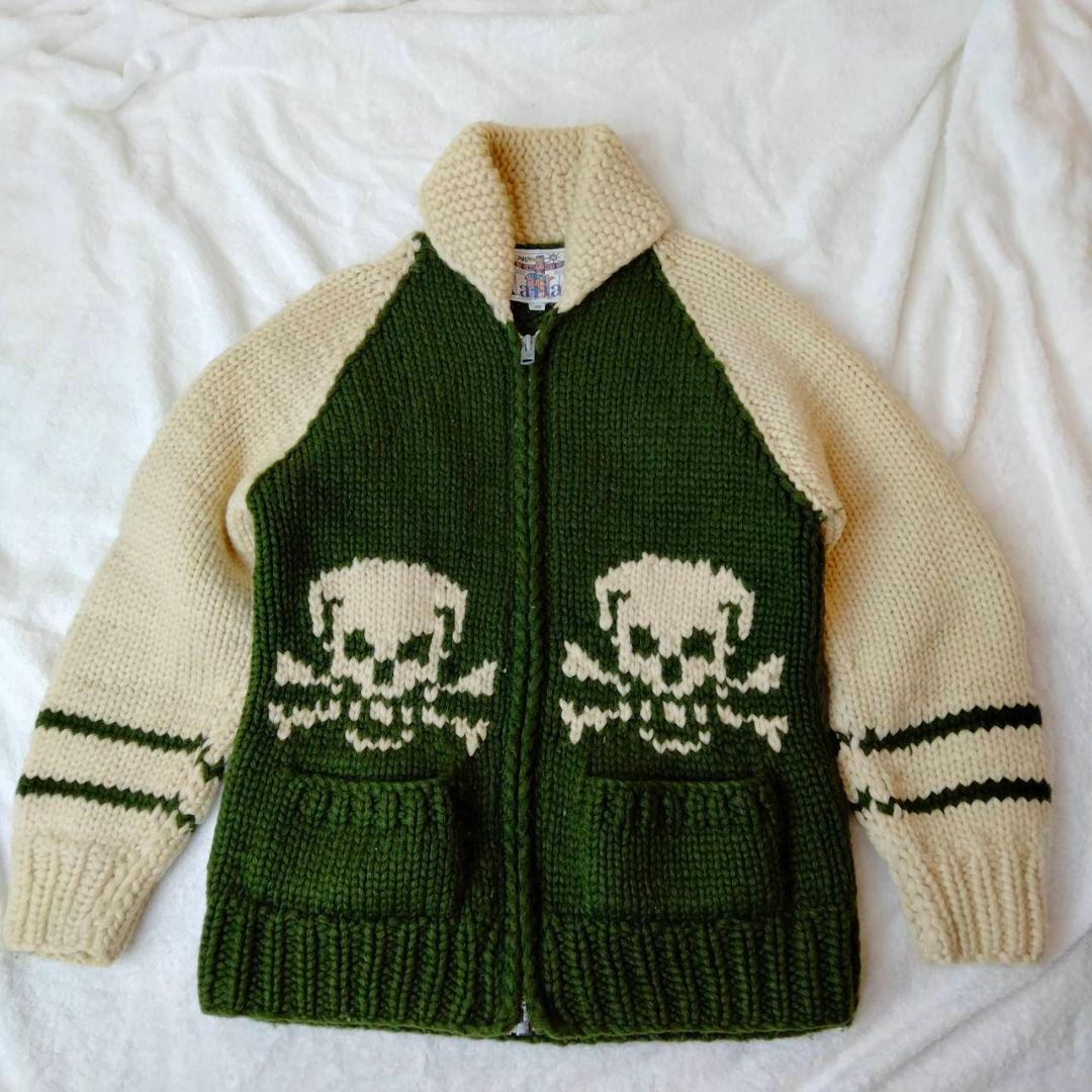 カナタ【別注】カーディガン　Mサイズ相当　ジョンブルスカル柄　KANATA