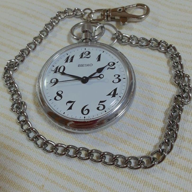 R3J様ご依頼【電池交換済】SEIKO諏訪昭61年懐中時計 福知山鉄道管理局