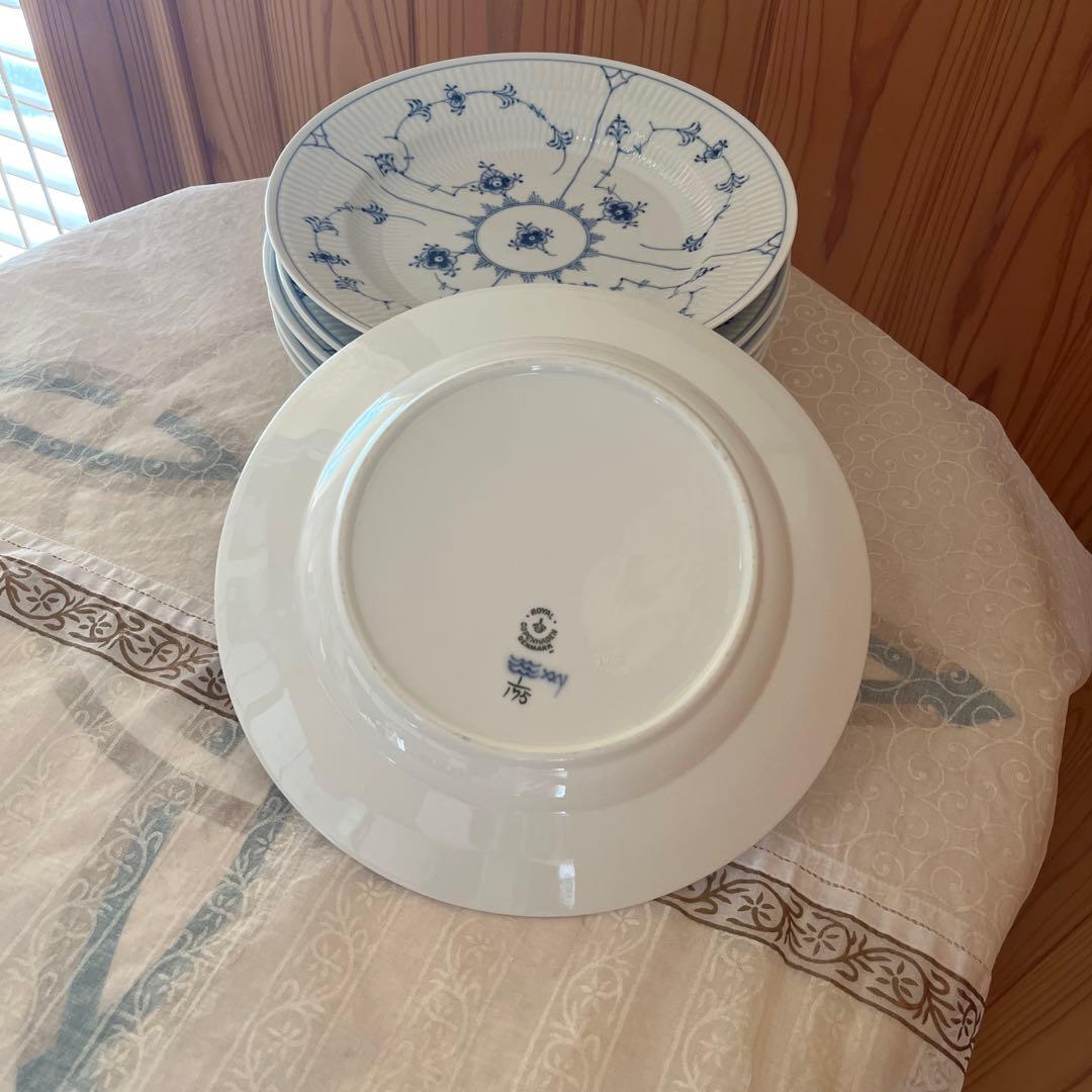 ロイヤルコペンハーゲン ブルーフルーテッド プレインレース 大皿 6枚セット