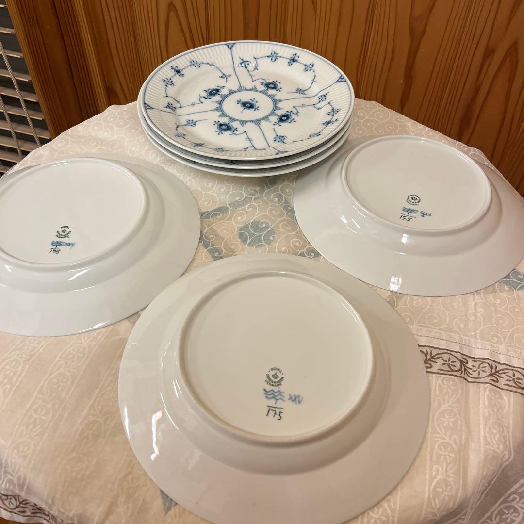 ロイヤルコペンハーゲン ブルーフルーテッド プレインレース 大皿 6枚セット