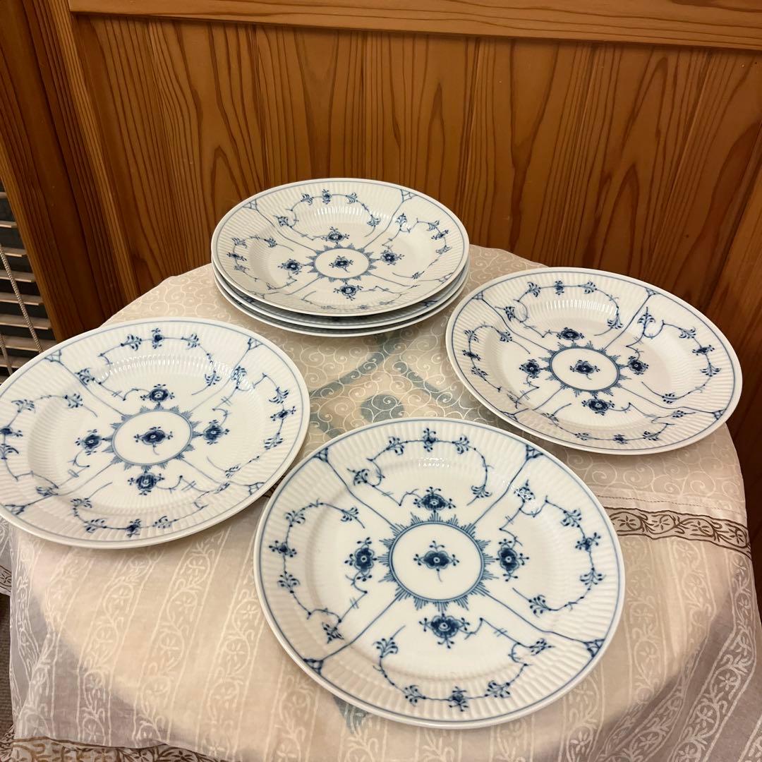 ロイヤルコペンハーゲン ブルーフルーテッド プレインレース 大皿 6枚セット