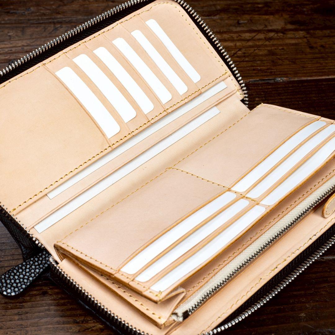 ガルーシャ 実物撮影 スティングレイ 長財布 スティングレー ラウンドファスナー