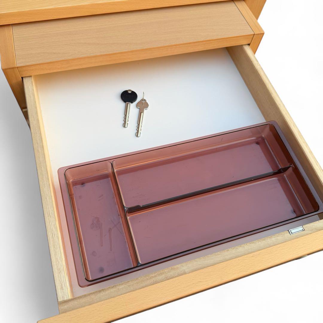 【美品】 カリモク家具　エテルナ　袖机　サイドワゴン　　キャスター付き　鍵付