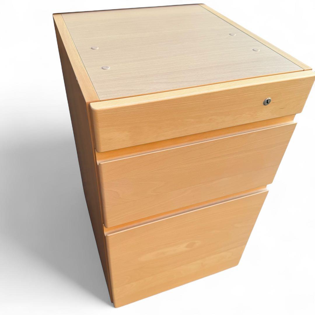 【美品】 カリモク家具　エテルナ　袖机　サイドワゴン　　キャスター付き　鍵付